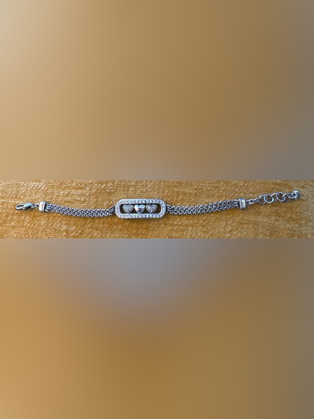 Brighton Silver Heart & Crystal Mesh Bracelet (Vintage)
